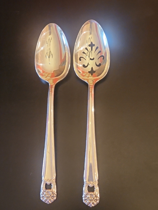 1847 Rogers Bros Other - 1847 Eternally Yours Ornate Silver Serving Spoons - (Set of 2)